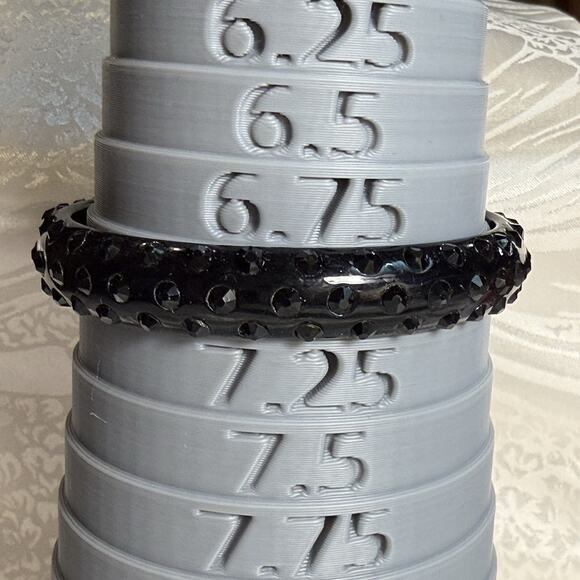 Vintage White AB Rhinestone & Black Rhinestone Acrylic Bangle Bracelets Set Of 2 - Picture 7 of 9